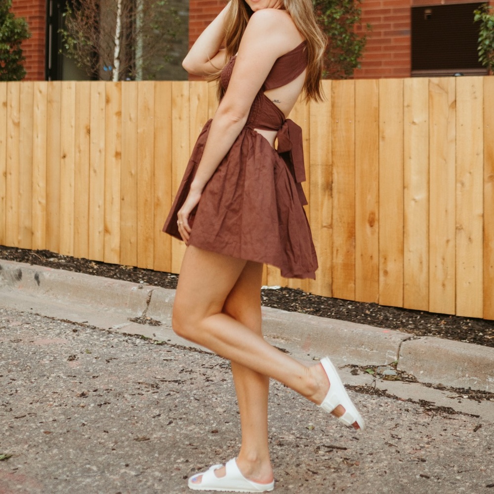 NWT Chocolate Brown Mini Dress (Peppermayo)